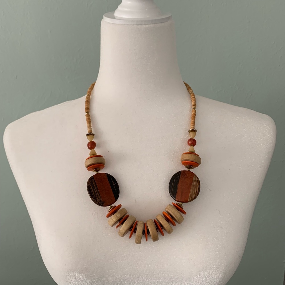 Vintage Boho Wooden Necklace